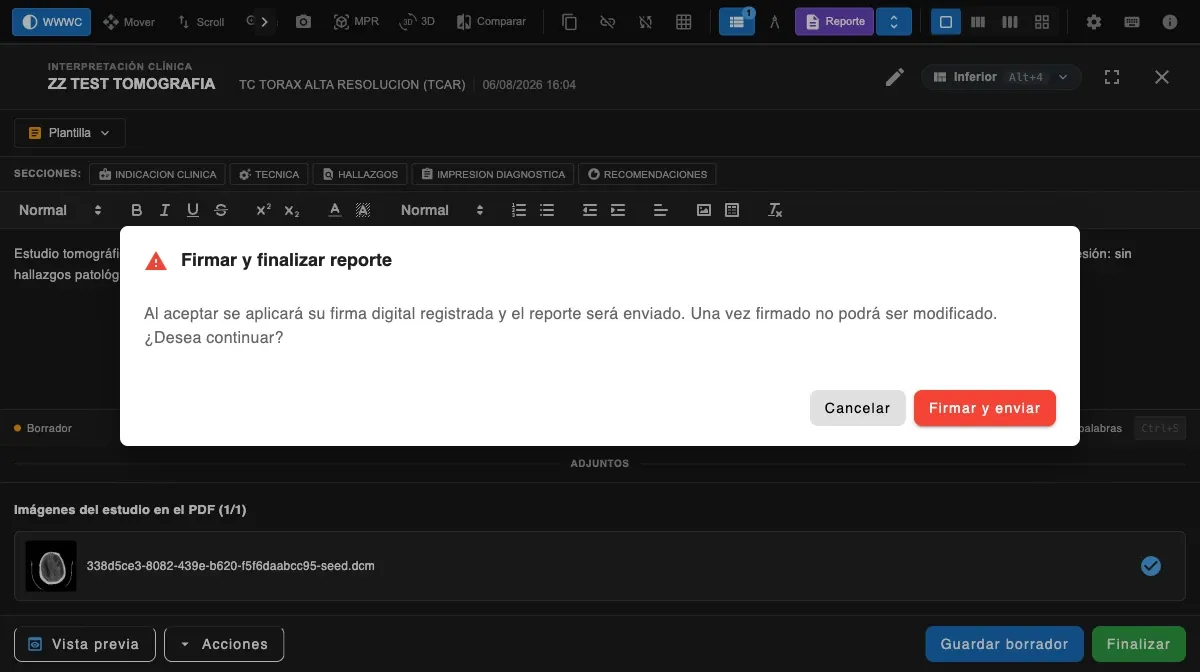 Captura del diálogo de firma por aceptación